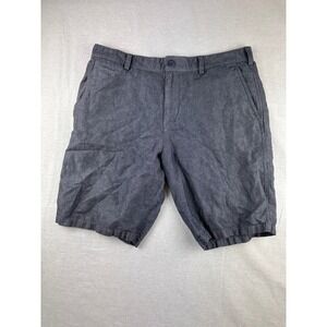 Express‎ Classic Fit Mens Navy Blue Cotton Linen Blend Shorts Size 33 RN 55285
